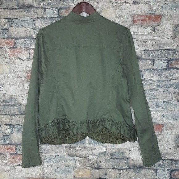 NEW * Women's Pure Energy Cottagecore Green Ruffle Trimmed Light Coat 18 - 20 - Picture 9 of 11